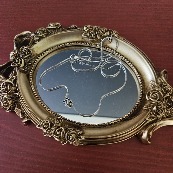 Sterling Silver Italian Snake Chain with Initial Charm Pendant - Picture 2 of 3